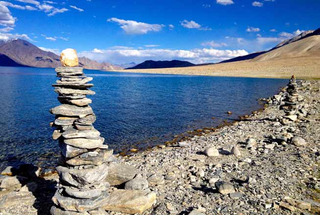 Cairn Corner in Pangong Photo Cairn Corner in Pangong
